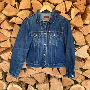 Vintage Y2K Women’s Medium Indigo Semi Cropped Denim Jean Jacket Layer Gilmore G